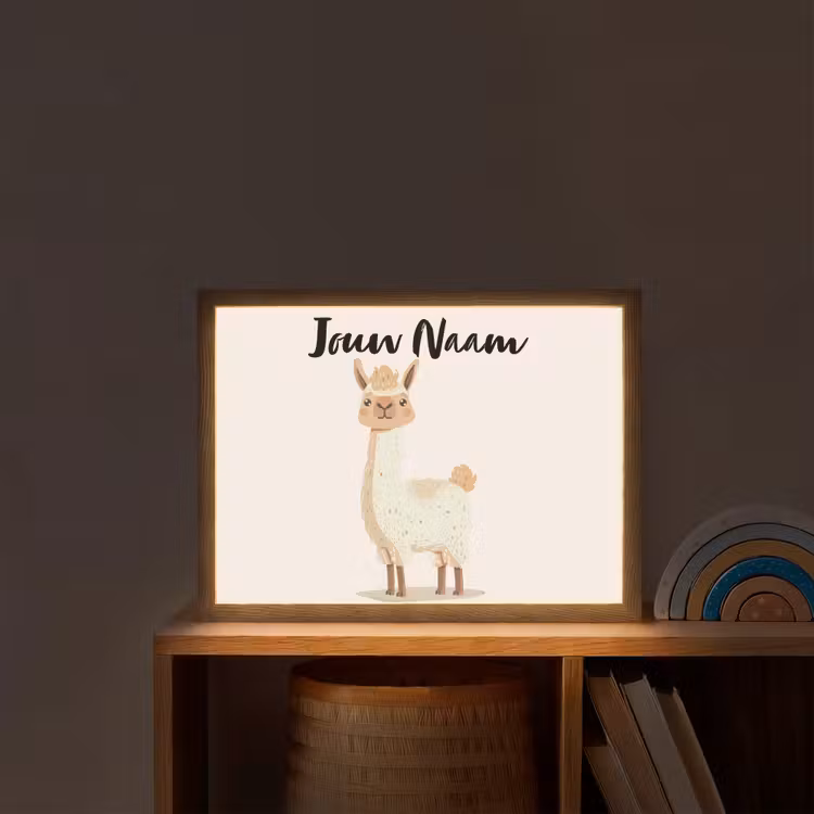 Lama - Dieren - Boerderij - Pastel Light Box met batterij (Wandlamp kind) middel -sfeer1_kind