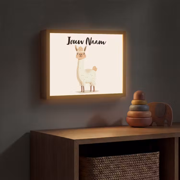 Lama - Dieren - Boerderij - Pastel Light Box met batterij (Wandlamp kind) middel -sfeer5_kind