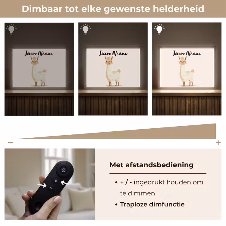 Lama - Dieren - Boerderij - Pastel Light Box met batterij (Wandlamp kind) middel -USP_dimbaarNL