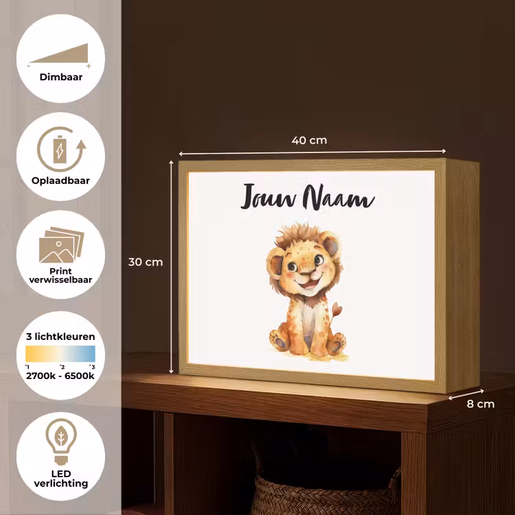 Leeuw - Baby dier Light Box met batterij (Wandlamp kind) middel -USP_websiteoverzichtNL