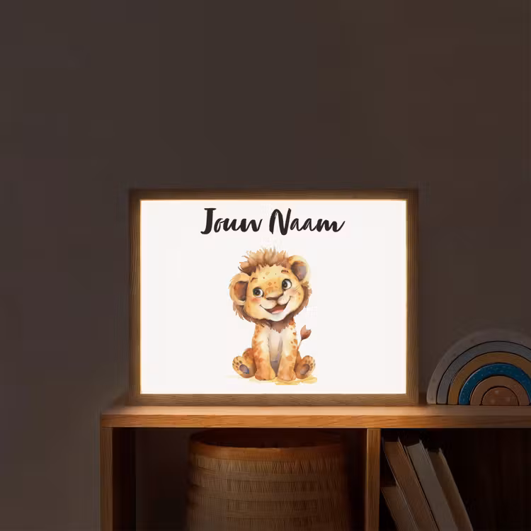 Leeuw - Baby dier Light Box met batterij (Wandlamp kind) middel -sfeer1_kind