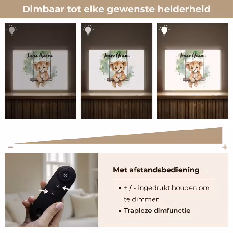 Leeuw - Dier - Kinderen - Jungle Light Box met batterij (Wandlamp kind) middel -USP_dimbaarNL
