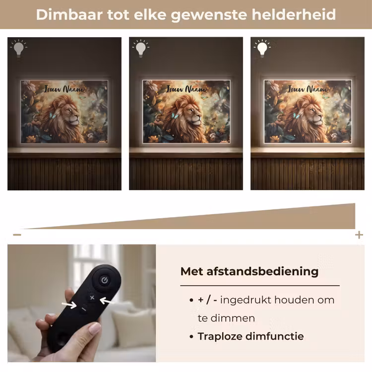 Leeuw - Dieren - Bloemen - Jungle Light Box met batterij (Wandlamp kind) middel -USP_dimbaarNL