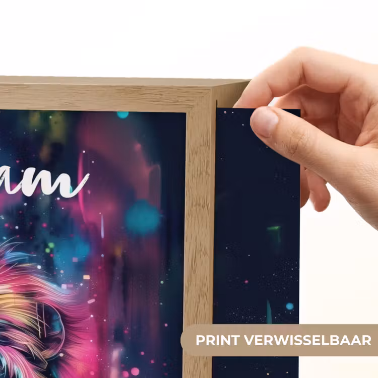 Leeuw - Verf - Kleurrijk - Zwart - Dieren Light Box met batterij (Wandlamp kind) middel -USP_websiteprintNL