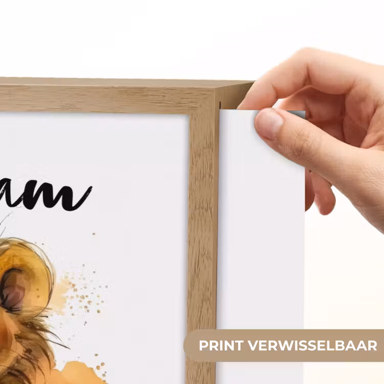 Leeuw - Waterverf - Bruin - Dieren - Meisjes - Jongens Light Box met batterij (Wandlamp kind) middel -USP_websiteprintNL