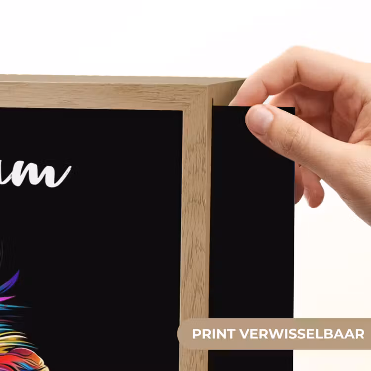 Leeuwen - Kleurrijk - Zwart - Dieren Light Box met batterij (Wandlamp kind) middel -USP_websiteprintNL