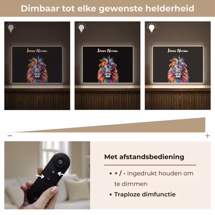 Leeuwen - Kleurrijk - Zwart - Dieren Light Box met batterij (Wandlamp kind) middel -USP_dimbaarNL