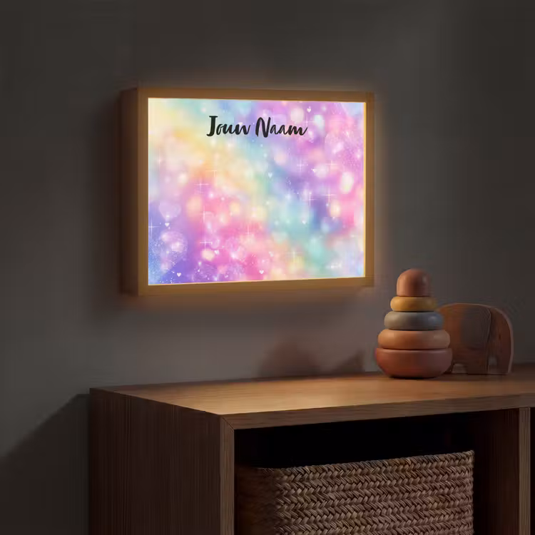 Licht - Regenboog - Hartjes Light Box met batterij (Wandlamp kind) middel -sfeer5_kind