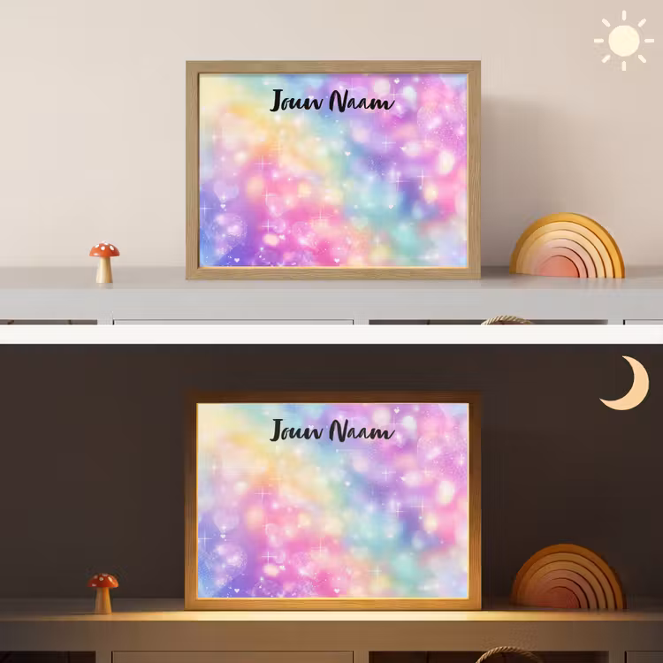 Licht - Regenboog - Hartjes Light Box met batterij (Wandlamp kind) middel -sfeer3_kind