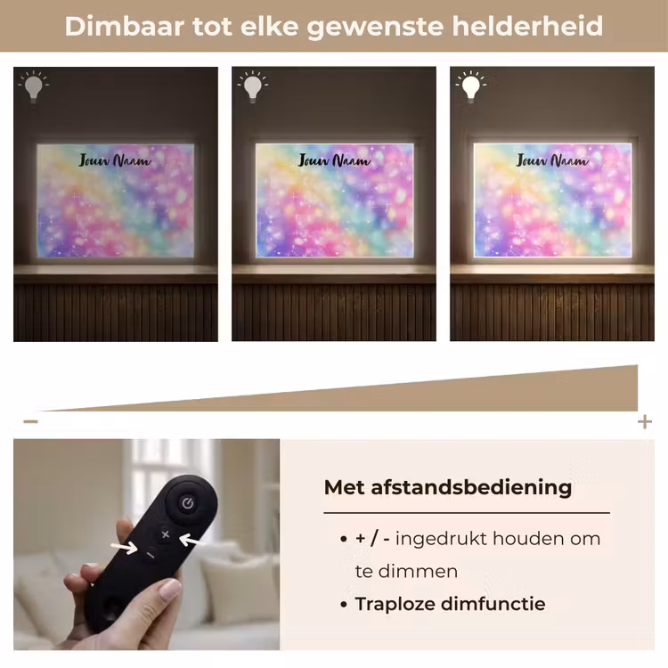 Licht - Regenboog - Hartjes Light Box met batterij (Wandlamp kind) middel -USP_dimbaarNL