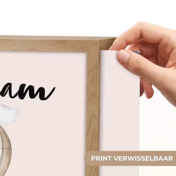 Luchtballon - Olifant - Watercolor - Beige - Dieren Light Box met batterij (Wandlamp kind) middel -USP_websiteprintNL