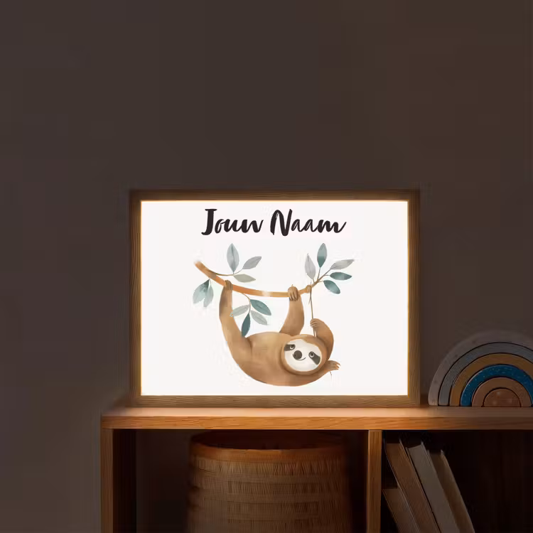 Luiaard - Dier - Jungle dieren Light Box met batterij (Wandlamp kind) middel -sfeer1_kind