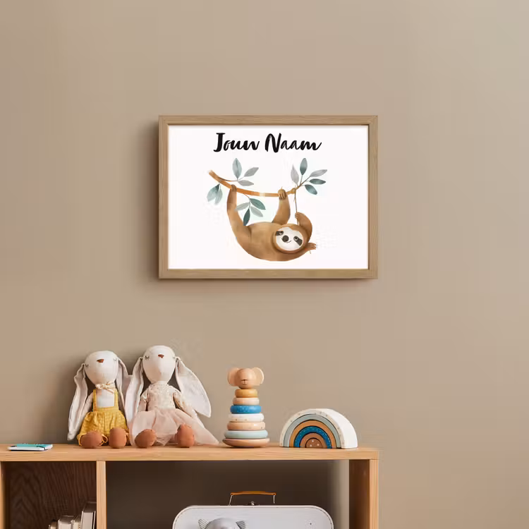 Luiaard - Dier - Jungle dieren Light Box met batterij (Wandlamp kind) middel -sfeer2_kind