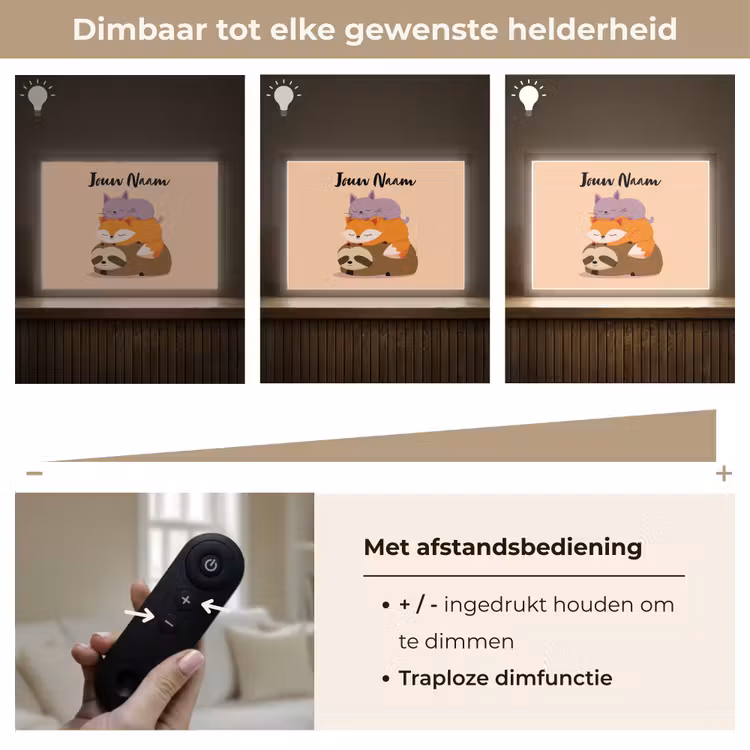 Luiaard - Vos - Kat - Slaperig Light Box met batterij (Wandlamp kind) middel -USP_dimbaarNL