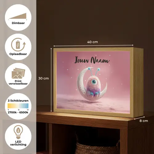 Maan - Monster - Roze Light Box met batterij (Wandlamp kind) middel -USP_websiteoverzichtNL