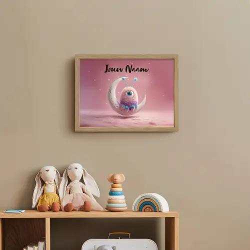 Maan - Monster - Roze Light Box met batterij (Wandlamp kind) middel -sfeer2_kind