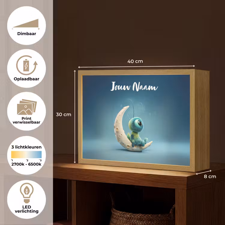 Maan - Ruimtewezen - Blauw Light Box met batterij (Wandlamp kind) middel -USP_websiteoverzichtNL