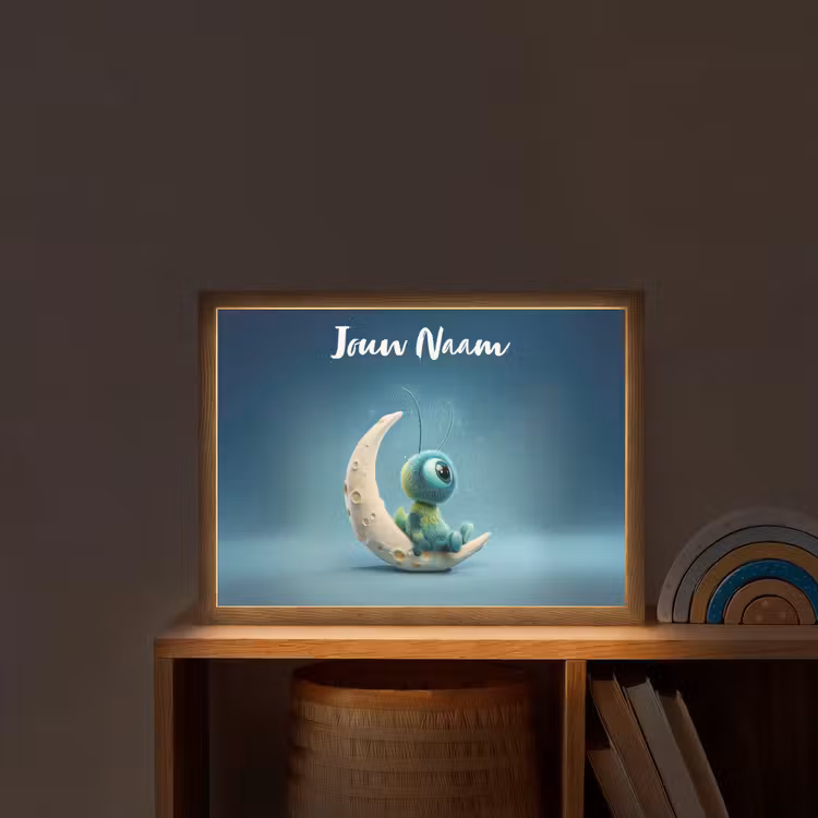 Maan - Ruimtewezen - Blauw Light Box met batterij (Wandlamp kind) middel -sfeer1_kind