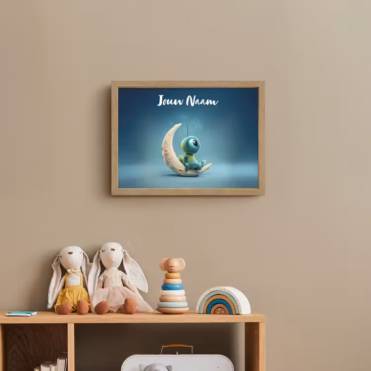 Maan - Ruimtewezen - Blauw Light Box met batterij (Wandlamp kind) middel -sfeer2_kind