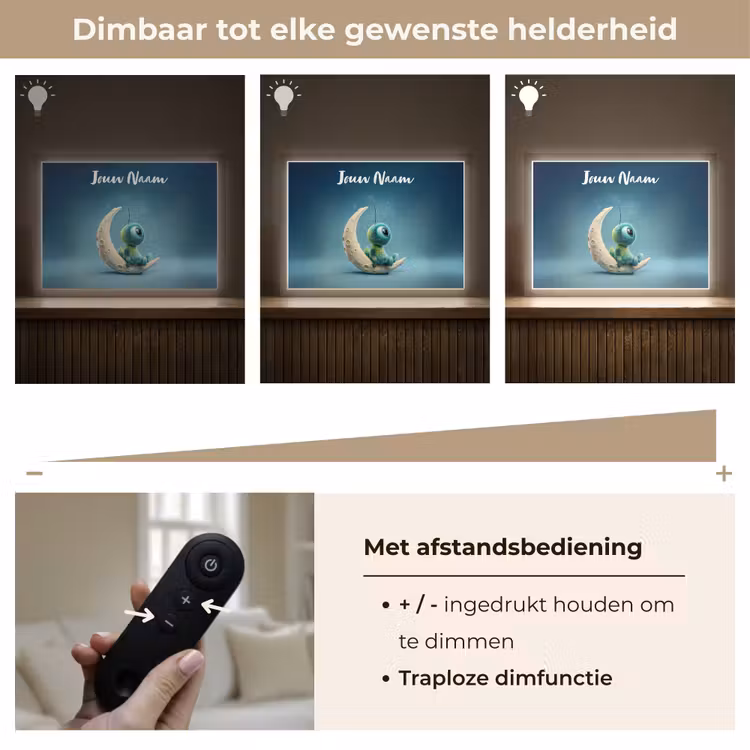 Maan - Ruimtewezen - Blauw Light Box met batterij (Wandlamp kind) middel -USP_dimbaarNL
