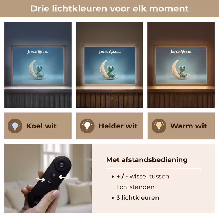 Maan - Ruimtewezen - Blauw Light Box met batterij (Wandlamp kind) middel -USP_lichtkleurNL