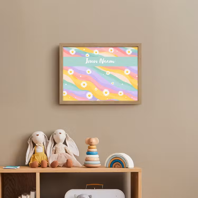 Madeliefjes - Kleurrijk - Pastel Light Box met batterij (Wandlamp kind) middel -sfeer2_kind