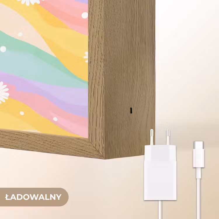 Madeliefjes - Kleurrijk - Pastel Light Box met batterij (Wandlamp kind) middel -USP_websiteoplaadbaarNL