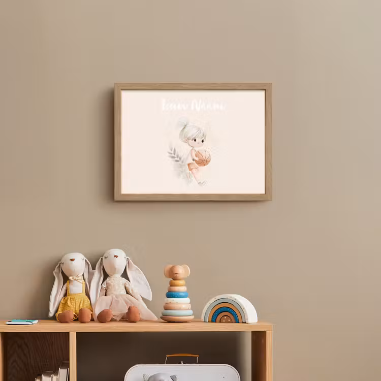 Meisje - Basketbal - Oranje - Planten Light Box met batterij (Wandlamp kind) middel -sfeer2_kind