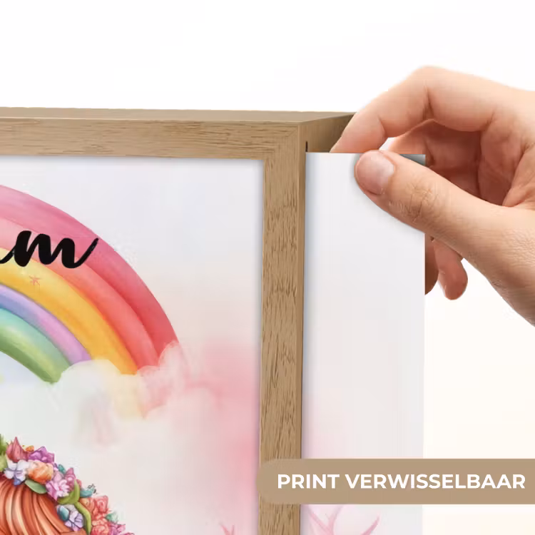 Meisje - Draak - Regenboog Light Box met batterij (Wandlamp kind) middel -USP_websiteprintNL