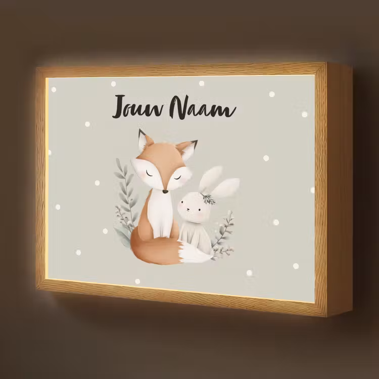 Minimalistisch - Dieren - Bladeren - Stippen Light Box met batterij (Wandlamp kind) middel -z3d_website