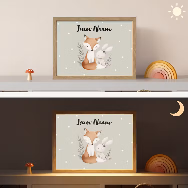 Minimalistisch - Dieren - Bladeren - Stippen Light Box met batterij (Wandlamp kind) middel -sfeer3_kind