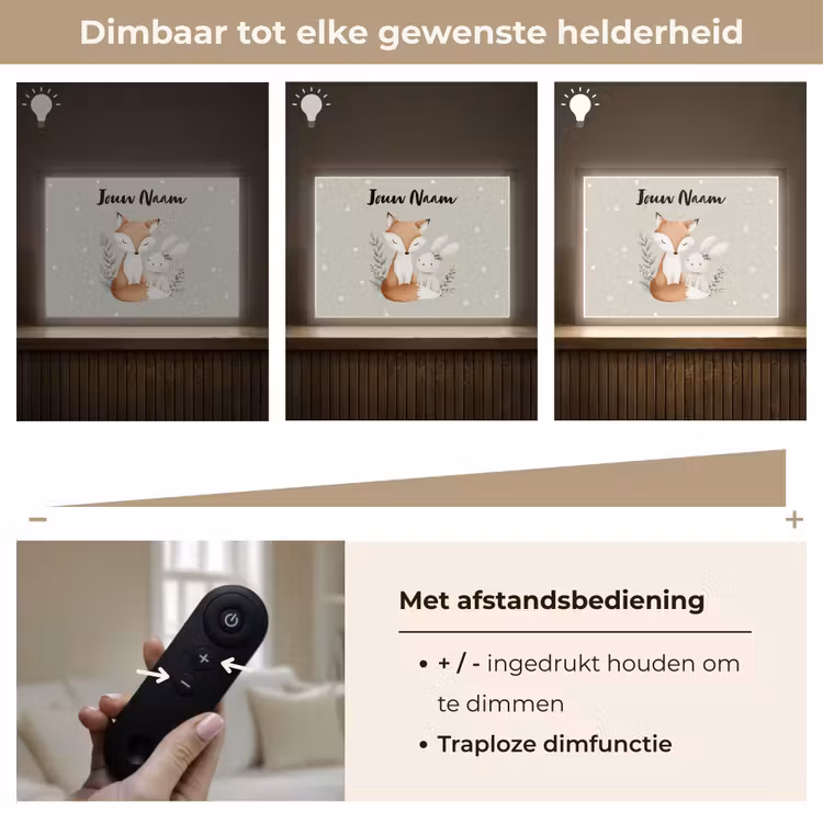 Minimalistisch - Dieren - Bladeren - Stippen Light Box met batterij (Wandlamp kind) middel -USP_dimbaarNL