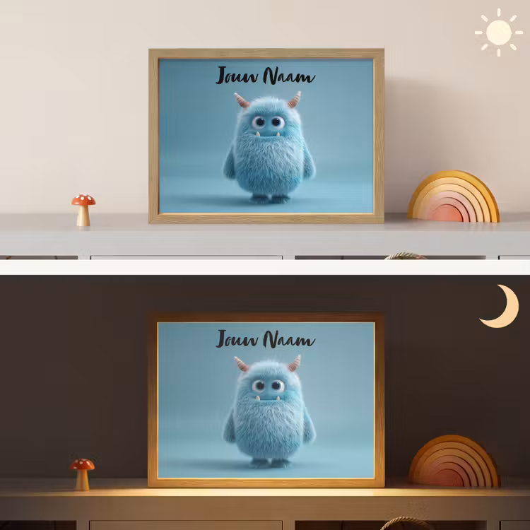 Monster - Blauw Light Box met batterij (Wandlamp kind) middel -sfeer3_kind