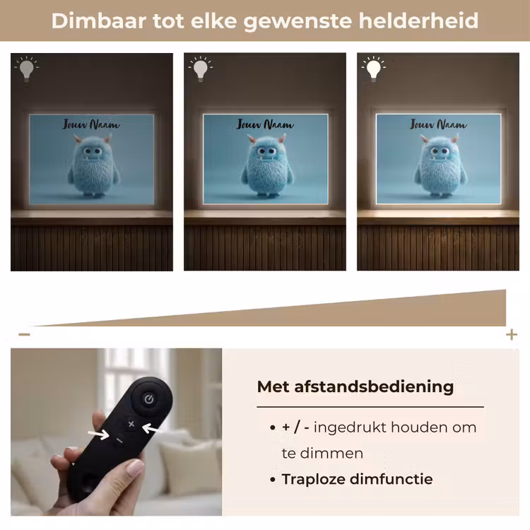 Monster - Blauw Light Box met batterij (Wandlamp kind) middel -USP_dimbaarNL