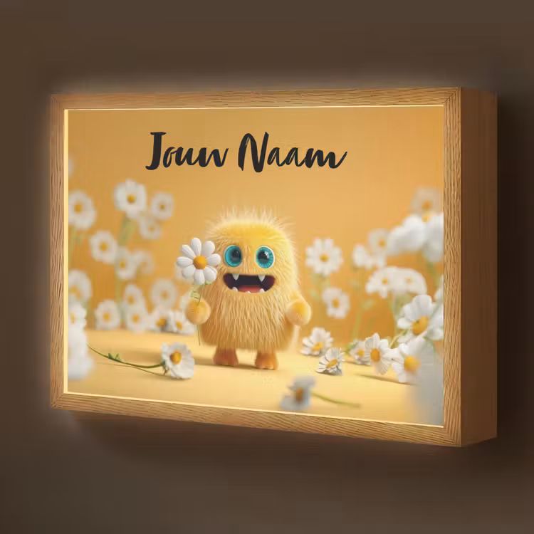 Monster - Geel - Madeliefjes Light Box met batterij (Wandlamp kind) middel -z3d_website