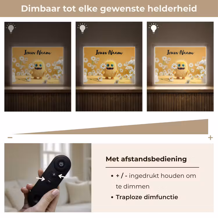 Monster - Geel - Madeliefjes Light Box met batterij (Wandlamp kind) middel -USP_dimbaarNL