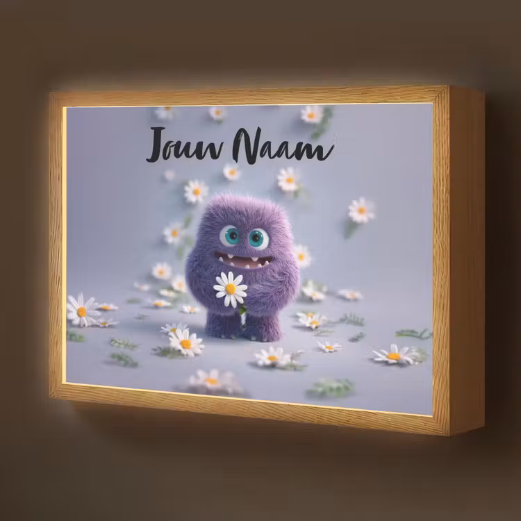 Monster - Paars - Madeliefjes Light Box met batterij (Wandlamp kind) middel -z3d_website