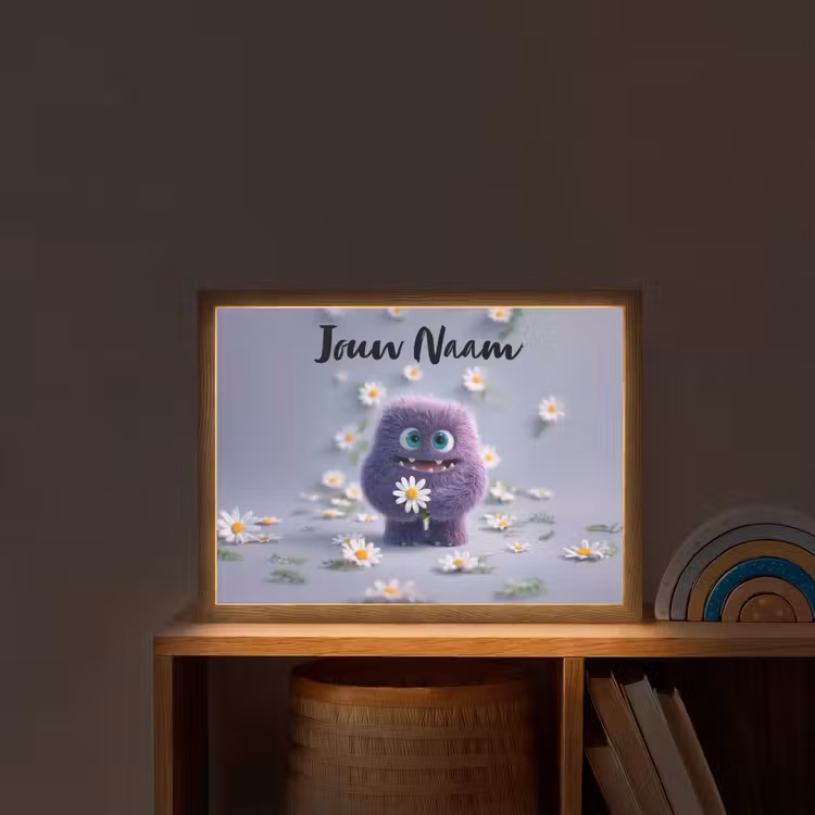 Monster - Paars - Madeliefjes Light Box met batterij (Wandlamp kind) middel -sfeer1_kind