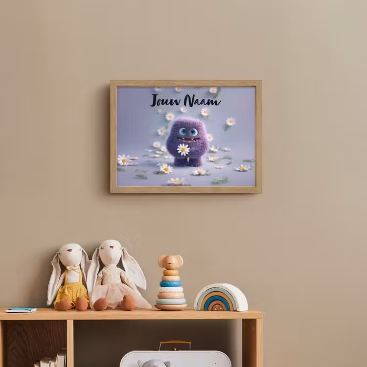 Monster - Paars - Madeliefjes Light Box met batterij (Wandlamp kind) middel -sfeer2_kind