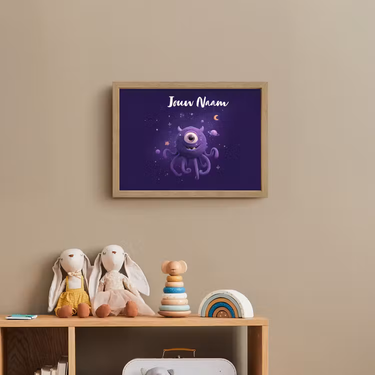 Monster - Paars - Ruimte Light Box met batterij (Wandlamp kind) middel -sfeer2_kind