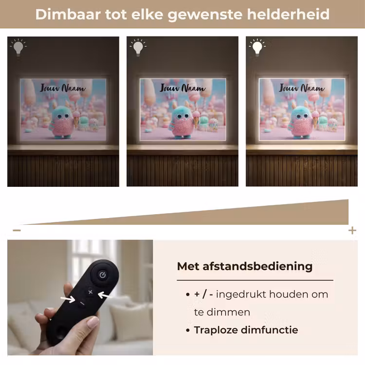 Monster - Pastel - Roze - Snoep Light Box met batterij (Wandlamp kind) middel -USP_dimbaarNL
