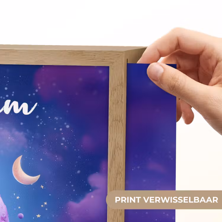 Monster - Ruimte - Sterren - Paars Light Box met batterij (Wandlamp kind) middel -USP_websiteprintNL