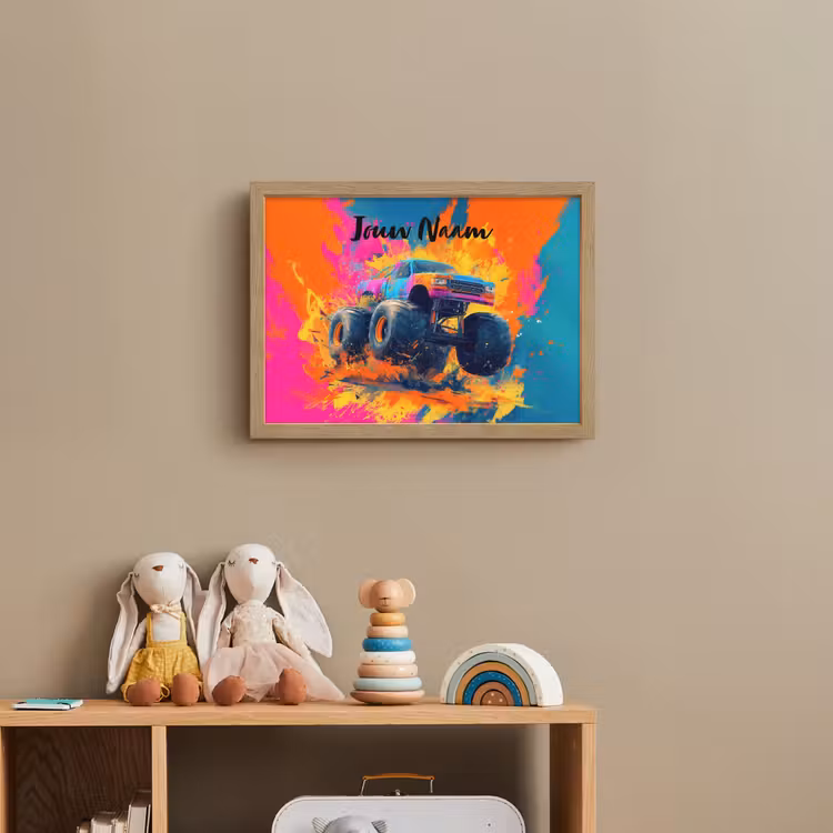 Monstertruck - Abstract - Verfspatten - Kleurrijk Light Box met batterij (Wandlamp kind) middel -sfeer2_kind
