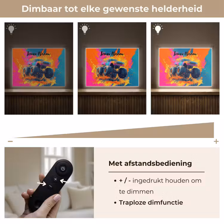 Monstertruck - Abstract - Verfspatten - Kleurrijk Light Box met batterij (Wandlamp kind) middel -USP_dimbaarNL