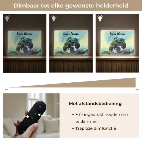 Monstertruck - Auto - Jongens - Groen Light Box met batterij (Wandlamp kind) middel -USP_dimbaarNL