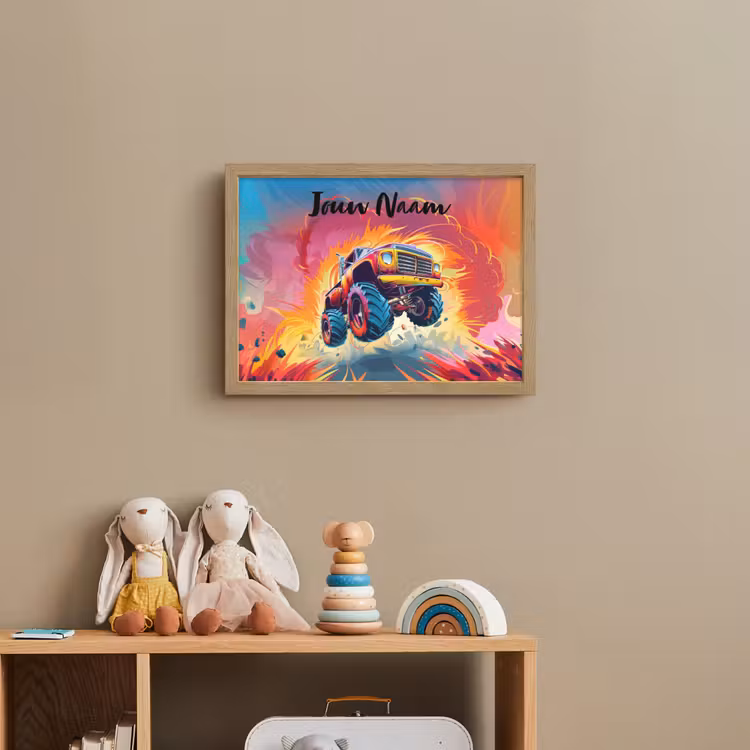 Monstertruck - Auto - Jongens - Kleurrijk Light Box met batterij (Wandlamp kind) middel -sfeer2_kind
