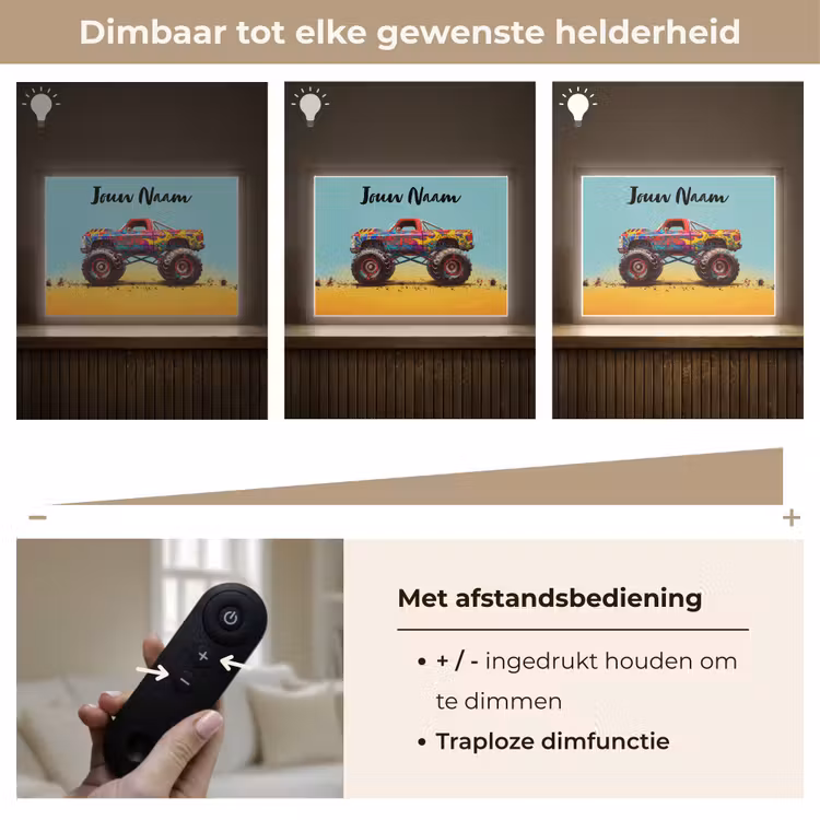 Monstertruck - Graffiti - Jongens - Auto Light Box met batterij (Wandlamp kind) middel -USP_dimbaarNL