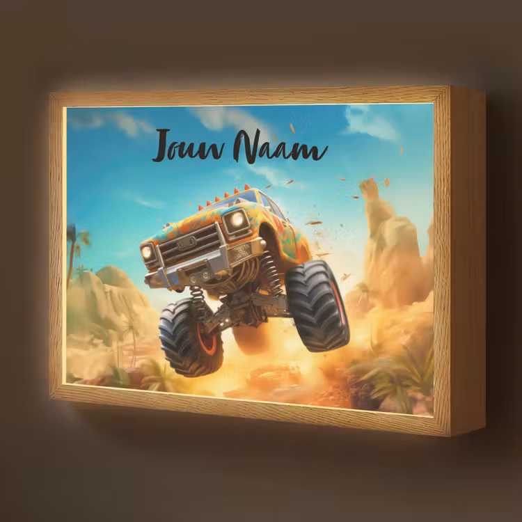 Monstertruck - Kind - Jongen - Auto Light Box met batterij (Wandlamp kind) middel -z3d_website