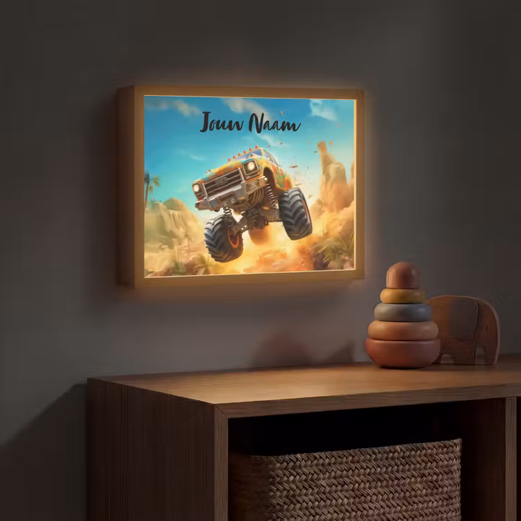Monstertruck - Kind - Jongen - Auto Light Box met batterij (Wandlamp kind) middel -sfeer5_kind