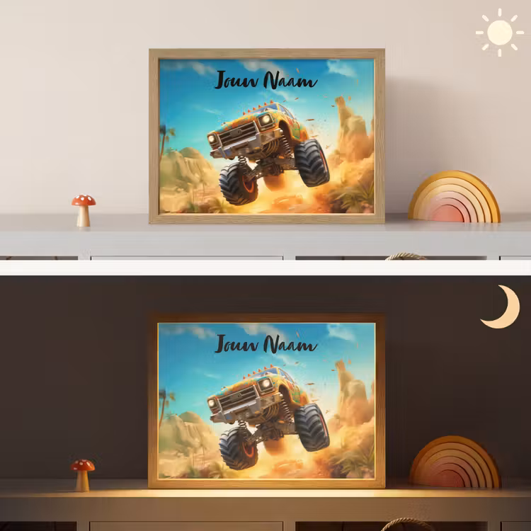 Monstertruck - Kind - Jongen - Auto Light Box met batterij (Wandlamp kind) middel -sfeer3_kind